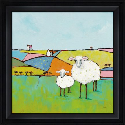 Framed Sheep in the Meadow Print