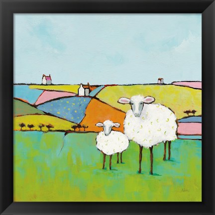 Framed Sheep in the Meadow Print