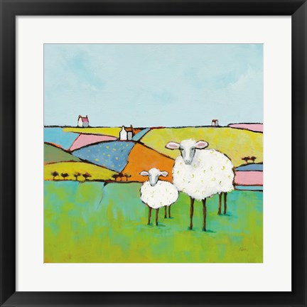 Framed Sheep in the Meadow Print