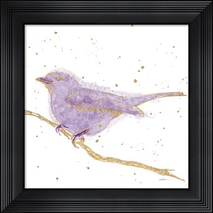 Framed Gilded Bird I Lavender Print