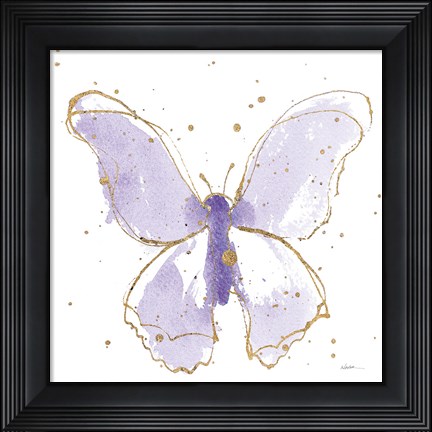 Framed Gilded Butterflies II Lavender Print