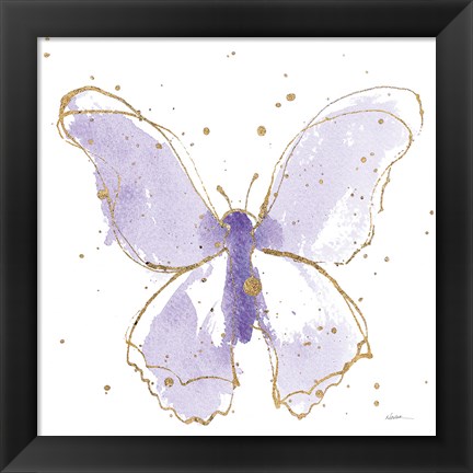 Framed Gilded Butterflies II Lavender Print