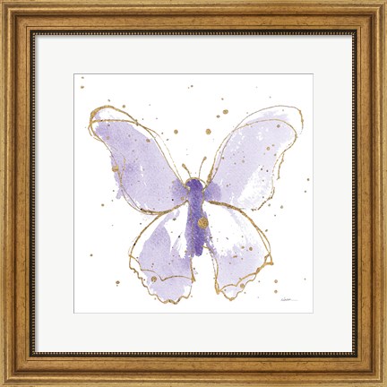 Framed Gilded Butterflies II Lavender Print