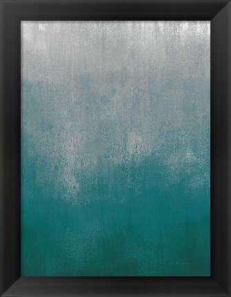 Framed Silver Wave I Green Crop Print