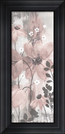 Framed Floral Symphony Blush Gray Crop II Print