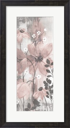 Framed Floral Symphony Blush Gray Crop II Print