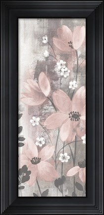 Framed Floral Symphony Blush Gray Crop I Print