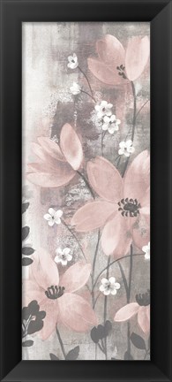 Framed Floral Symphony Blush Gray Crop I Print