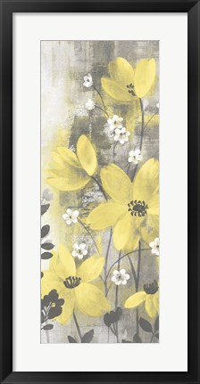 Framed Floral Symphony Yellow Gray Crop I Print