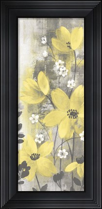 Framed Floral Symphony Yellow Gray Crop I Print
