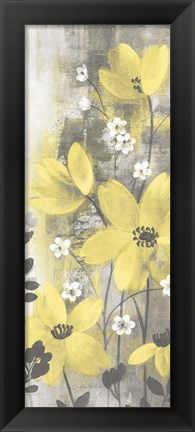 Framed Floral Symphony Yellow Gray Crop I Print