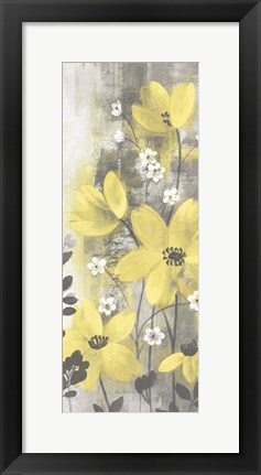 Framed Floral Symphony Yellow Gray Crop I Print