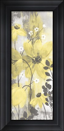 Framed Floral Symphony Yellow Gray Crop II Print
