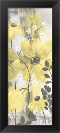 Framed Floral Symphony Yellow Gray Crop II Print