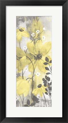 Framed Floral Symphony Yellow Gray Crop II Print