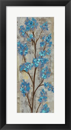 Framed Almond Branch I Blue Crop Print