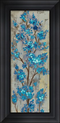 Framed Almond Branch II Blue Crop Print