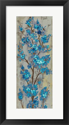 Framed Almond Branch II Blue Crop Print