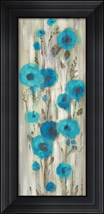 Framed Roadside Flowers II Blue Crop Print