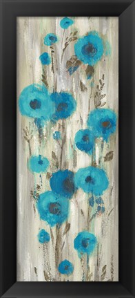 Framed Roadside Flowers II Blue Crop Print