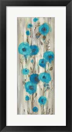 Framed Roadside Flowers II Blue Crop Print