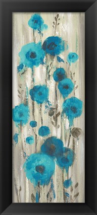 Framed Roadside Flowers I Blue Crop Print