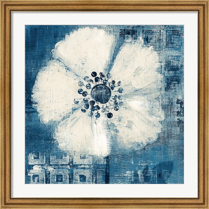 Framed Daisy for Barbara Blue Crop Print