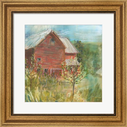Framed Barn Orchard Print