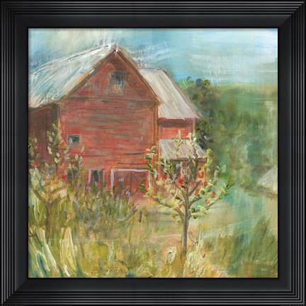 Framed Barn Orchard Print