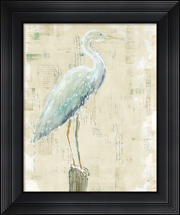 Framed Coastal Egret I v2 no Aqua Print