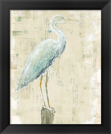 Framed Coastal Egret I v2 no Aqua Print