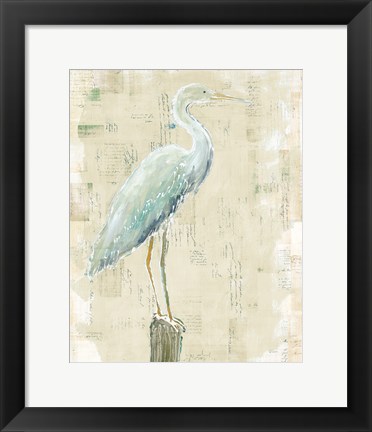 Framed Coastal Egret I v2 no Aqua Print