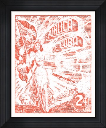 Framed Cuba Stamp XXI Bright Print