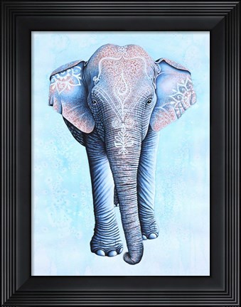 Framed Painted Asian Elephant Print