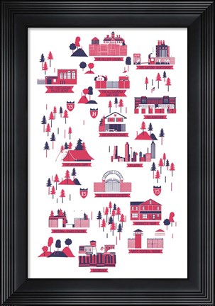 Framed Walking Dead Map Vera Print