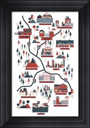 Framed Walking Dead Map Verb Print