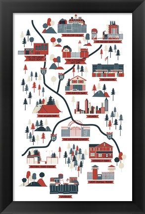 Framed Walking Dead Map Verb Print
