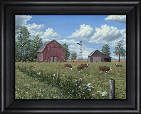 Framed Grazing Cattle Print