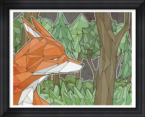 Framed Fox In The Woods Print