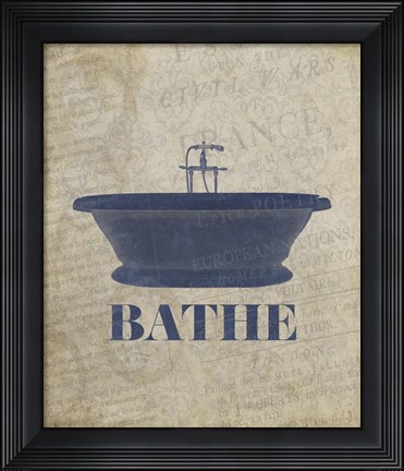 Framed Beloved Bath Blue - Bathe Print