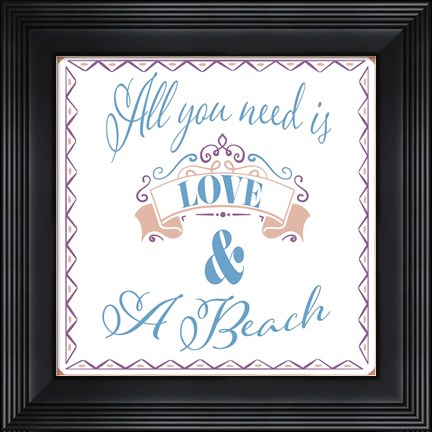 Framed Beach Sign 1 Print