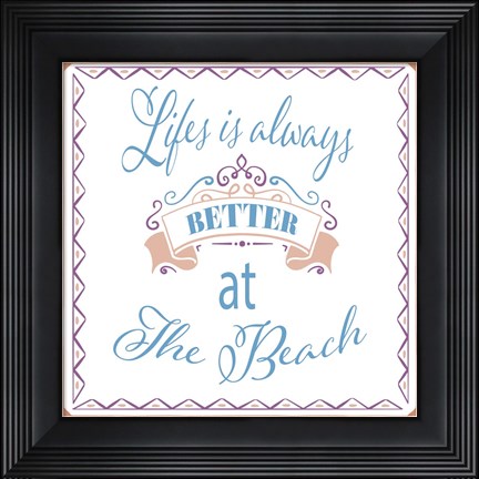 Framed Beach Sign 2 Print