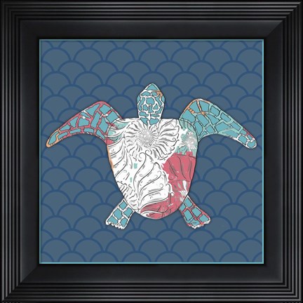 Framed Sea Side BoHo Sq - Turtle Print