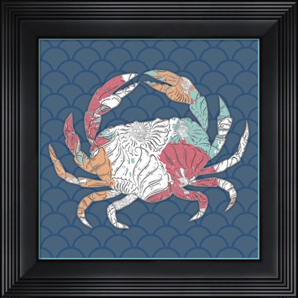 Framed Sea Side BoHo Sq - Crab Print