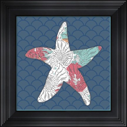 Framed Sea Side BoHo Sq - Starfish Print