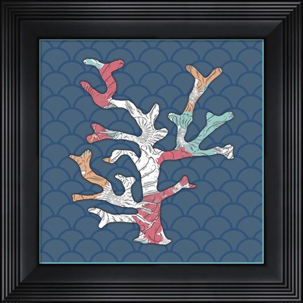 Framed Sea Side BoHo Sq - Coral Print
