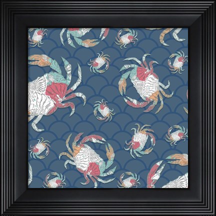 Framed Sea Side BoHo Pattern - Crabs Print