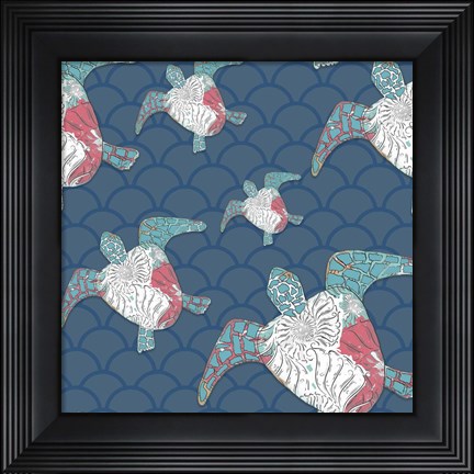 Framed Sea Side BoHo Pattern - Turtles Print