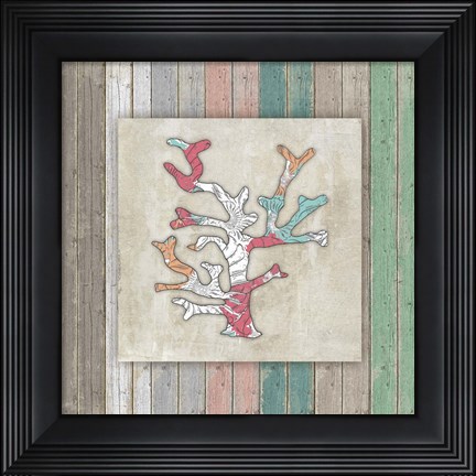 Framed Sea Side BoHo Frame - Coral Print