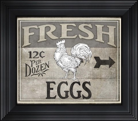 Framed Vintage Farm Sign - Local Farmer - Fresh Eggs Print